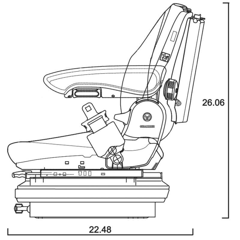 K&M Uni Pro Grammer Construction Mechanical Suspension Seat Vinyl Cover Black