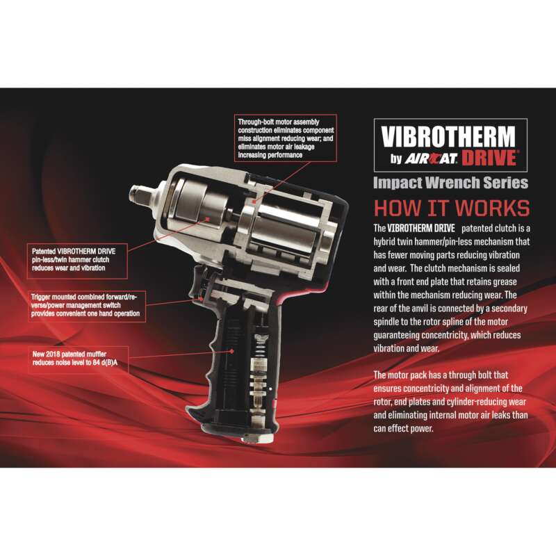 AIRCAT Vibrotherm Drive Composite Impact Wrench 3/4in Drive 8 CFM 1700 Ft Lbs Torque