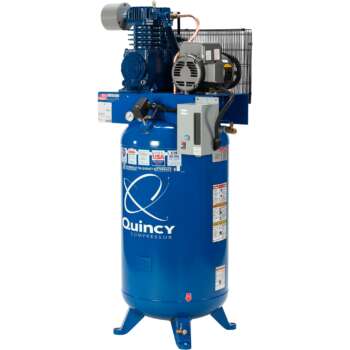 Quincy QT5 Splash Lubricated Reciprocating Air Compressor with MAX Package 5 HP 200 Volt 3 Phase 80 Gallon Vertical