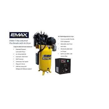 Emax Silent 3PH Vertical Compressor 30CFM Dryer Bundle Horsepower