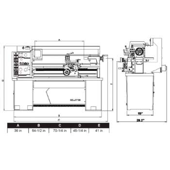 JET Elite Metal Lathe with ACU RITE 203 DRO 12in x 36in