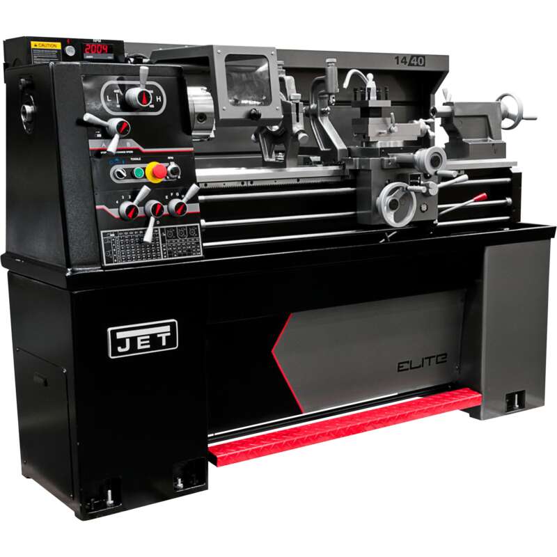 JET Elite Metal Lathe with ACU RITE 203 DRO Taper Attachment and Collet Closer 13in x 40in