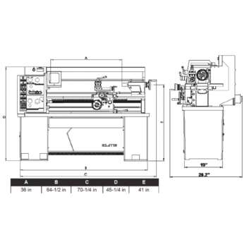 JET Elite Metal Lathe with ACU RITE 203 DRO with CSS Taper Attachment and Collet Closer 12in x 36in