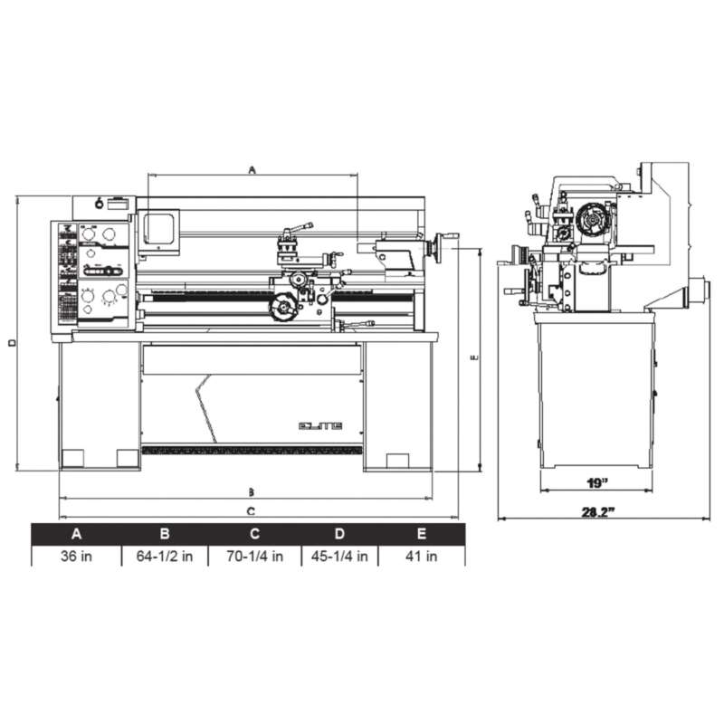 JET Elite Metal Lathe with ACU RITE 203 DRO with CSS Taper Attachment and Collet Closer 14in x 40in1