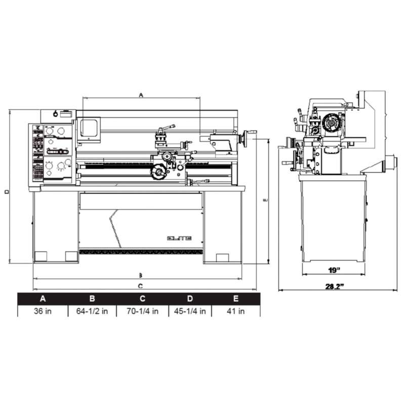 JET Elite Metal Lathe with Newall DP700 DRO Taper Attachment and Collet Closer 13in x 40in