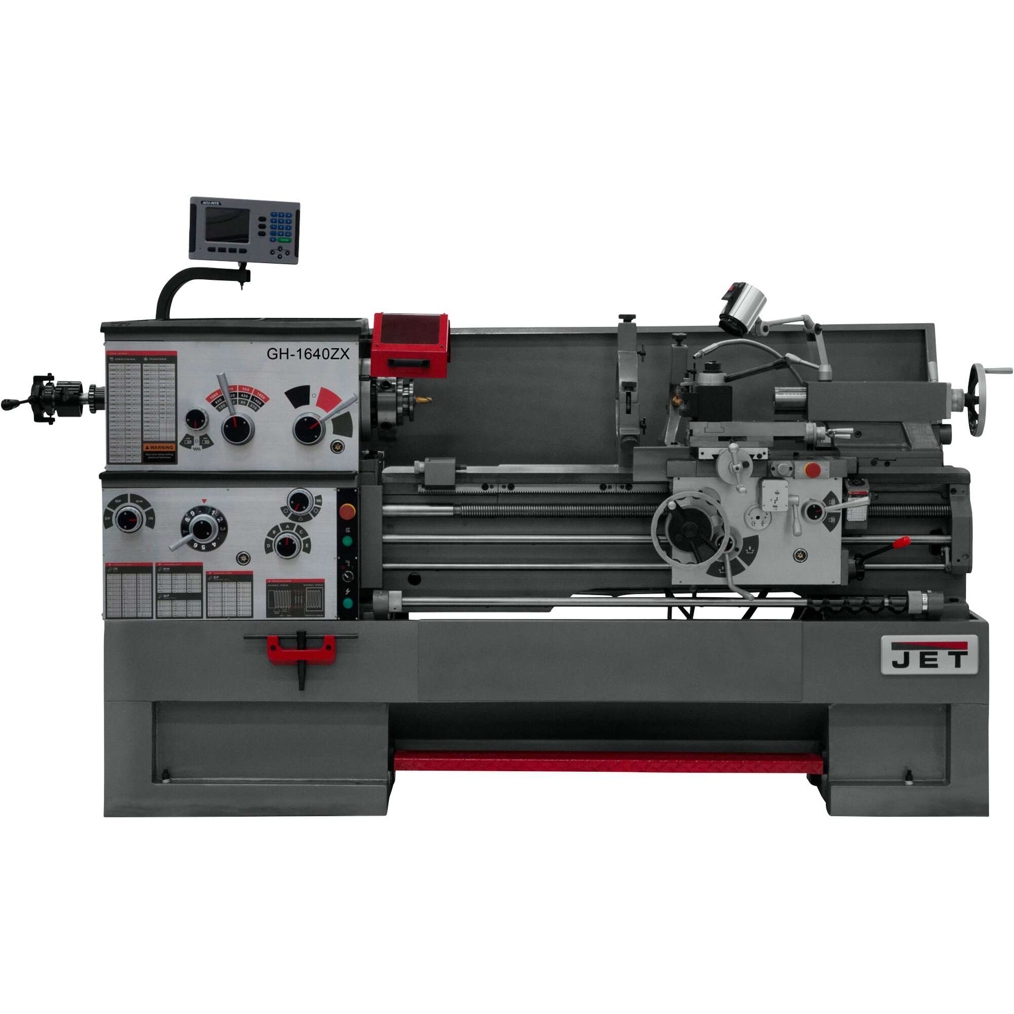 JET ZX-Series Large Spindle Bore Lathe with Acu Rite 203 DRO Taper Attachment and Collet Closer 16in x 40in