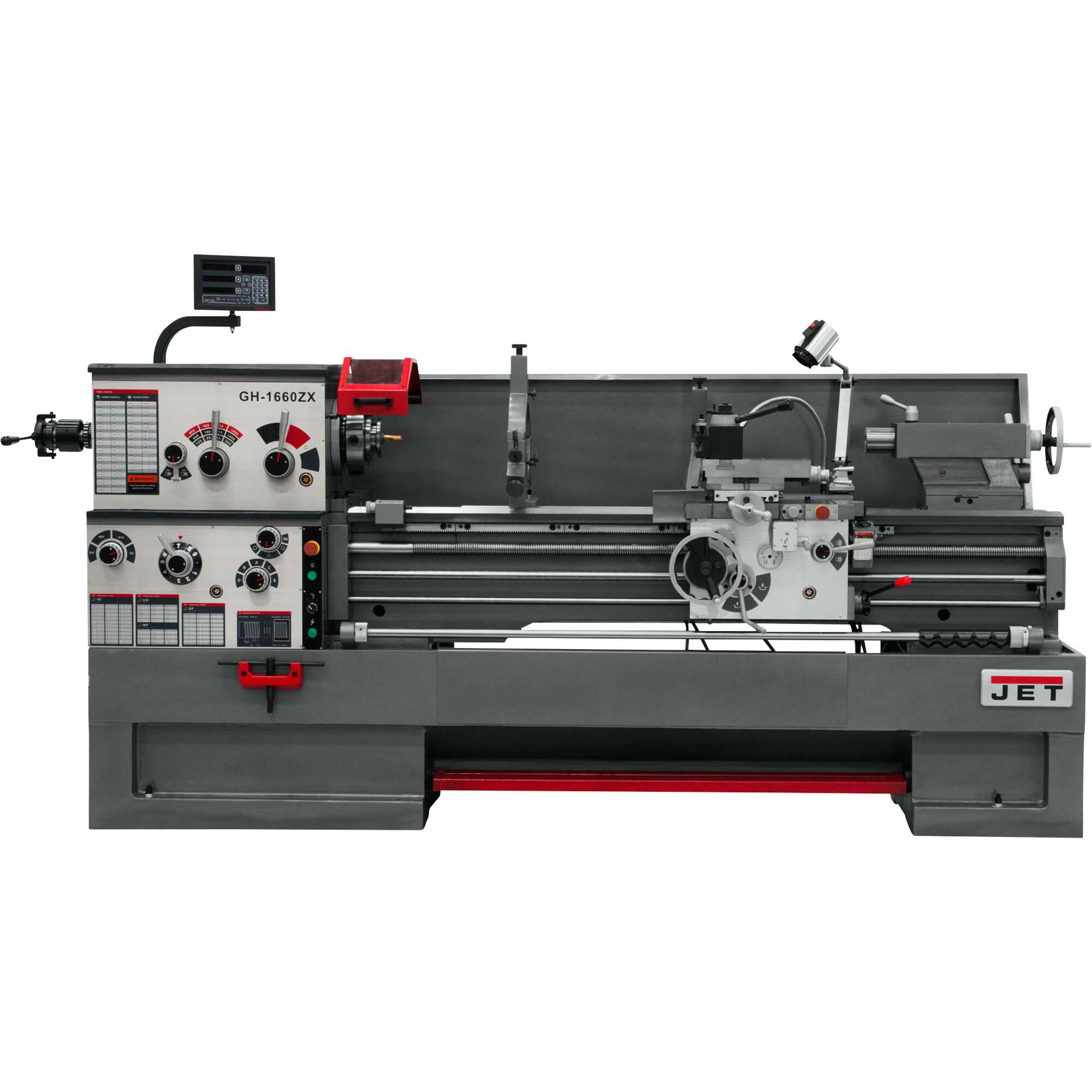 JET ZX-Series Large Spindle Bore Lathe with Acu Rite 203 DRO with Taper Attachment and Collet Closer 16in x 60in