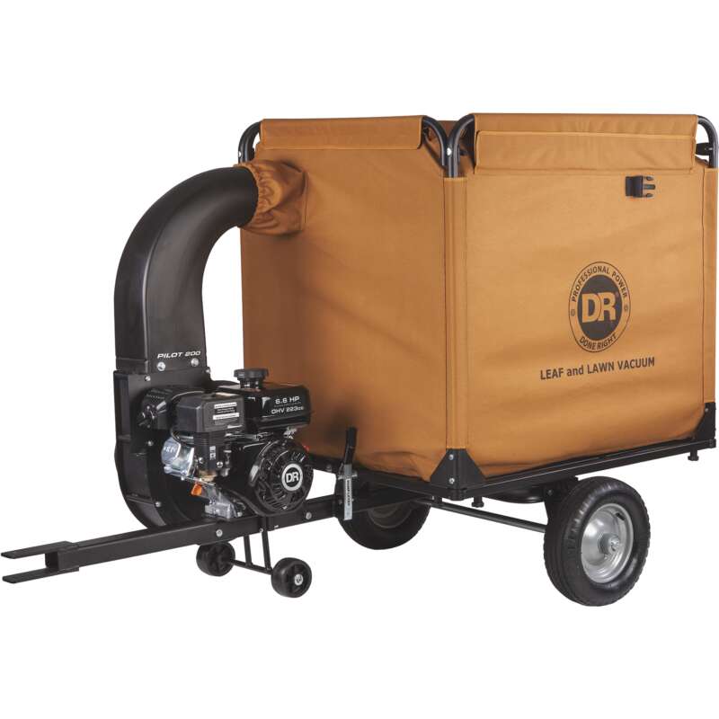 DR Power Pilot 200 Tow Behind Lawn and Leaf Vacuum 35inW 223cc Engine 400Lb Capacity