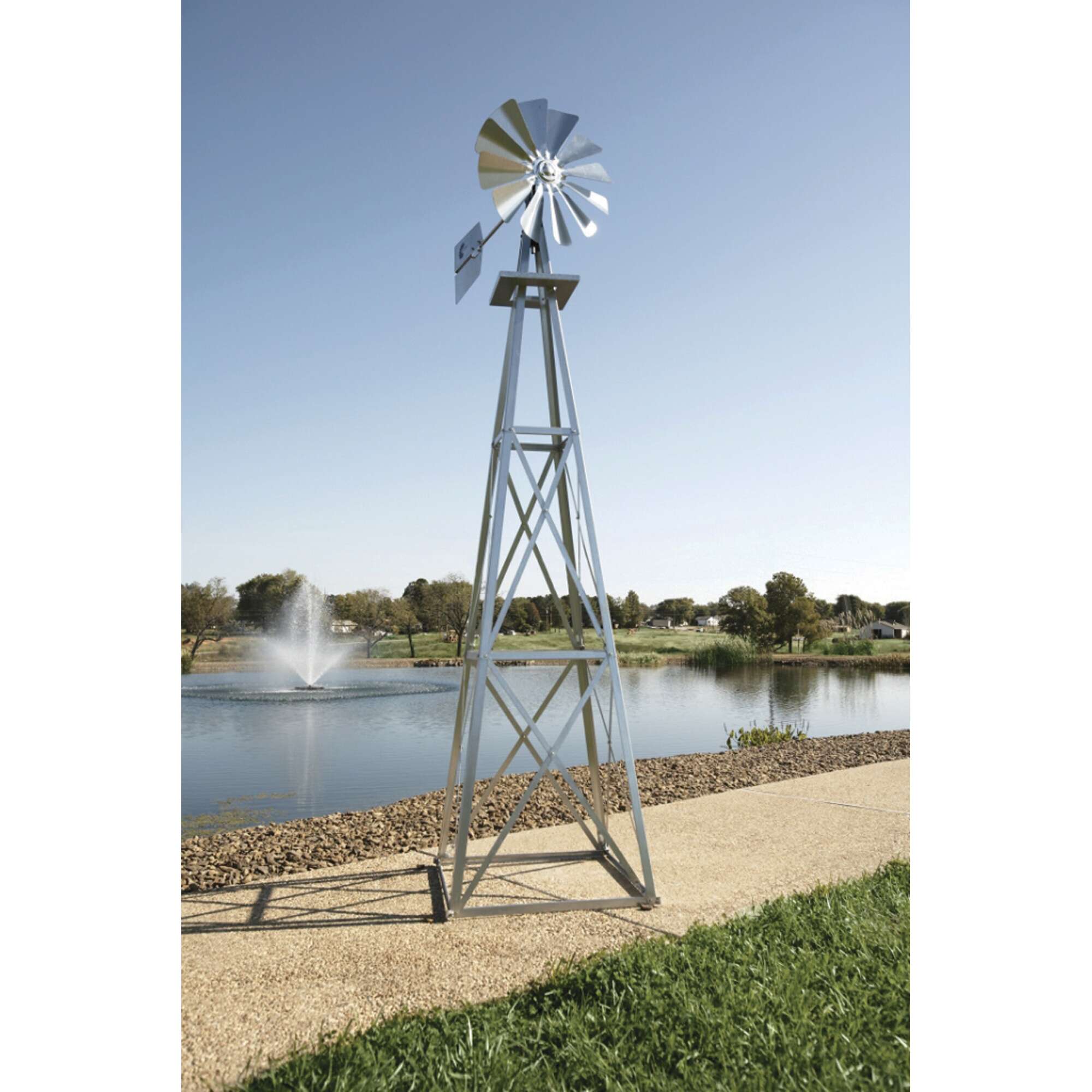 Outdoor Water Solutions Ornamental Garden Windmill 11ft 6in H Galvanized Finish