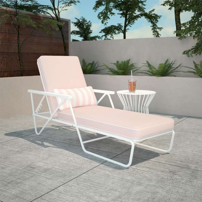Novogratz Connie Outdoor Chaise Lounge Pink Primary Color Pink Material Steel Width 22 in
