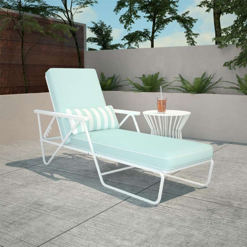 Novogratz Connie Outdoor Chaise Lounge Aqua Haze Primary Color Other Material Steel Width 22 in