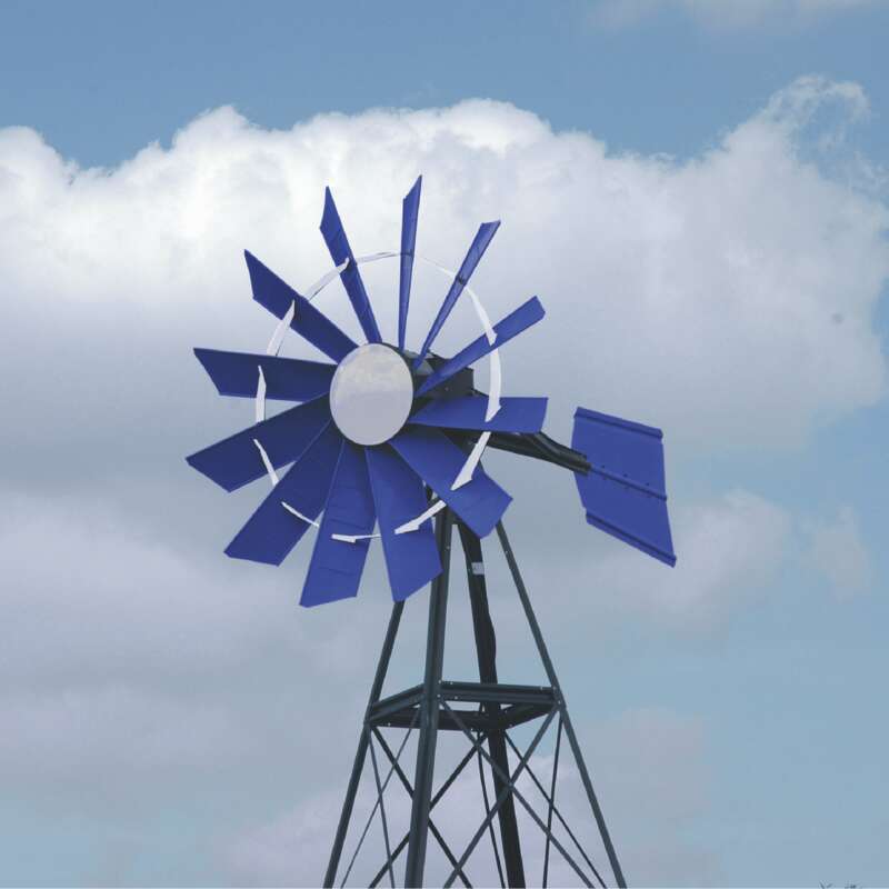 Outdoor Water Solutions 23ft Windmill Aeration System 23ft H x 73in W 12 Blades 1 Diffuser Blue and White