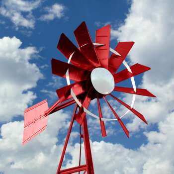 Outdoor Water Solutions Aeration Windmill System 23ft Tall Red and White