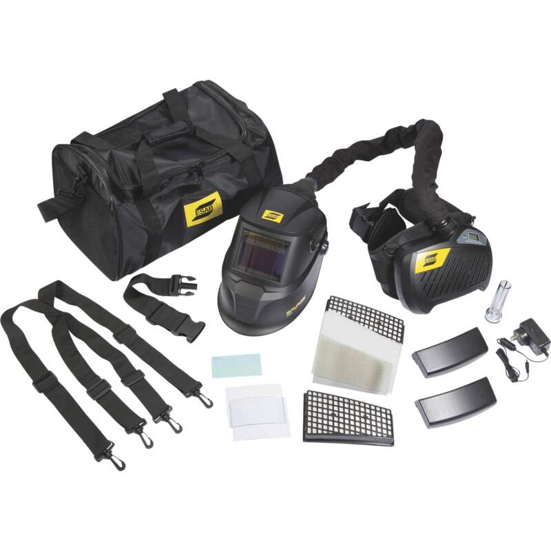 ESAB Freezone Savage A40 PAPR Welding Helmet with Grind Mode and Filter Blower System Solid Black