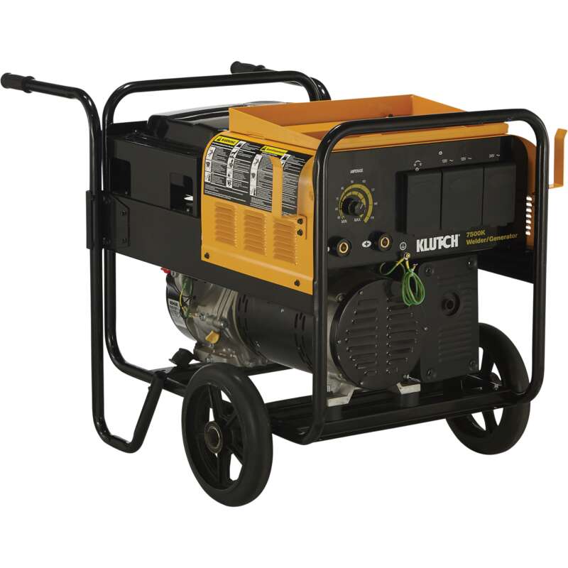 Klutch 7500K Arc WelderGenerator with 429CC Kohler Gas Engine and Wheel Kit 60 185 Amp DC Output 6000 Watt AC Power