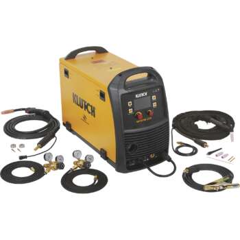 Klutch Inverter Powered Multi Process Welder with LCD MIG Torch and Lift Start TIG Torch Inverter MIG Flux Cored Stick and TIG 230V 15 250 Amp Output