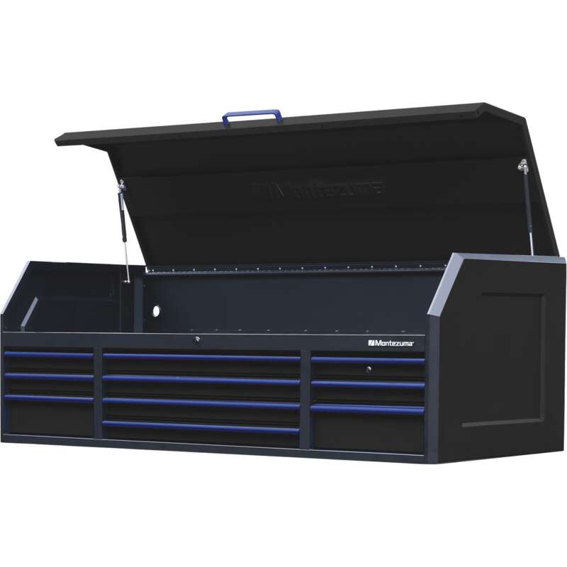 Montezuma 72in x 30in 10 Drawer Tool Chest 58inW x 29 7 8inD x 25 7 8inH Black